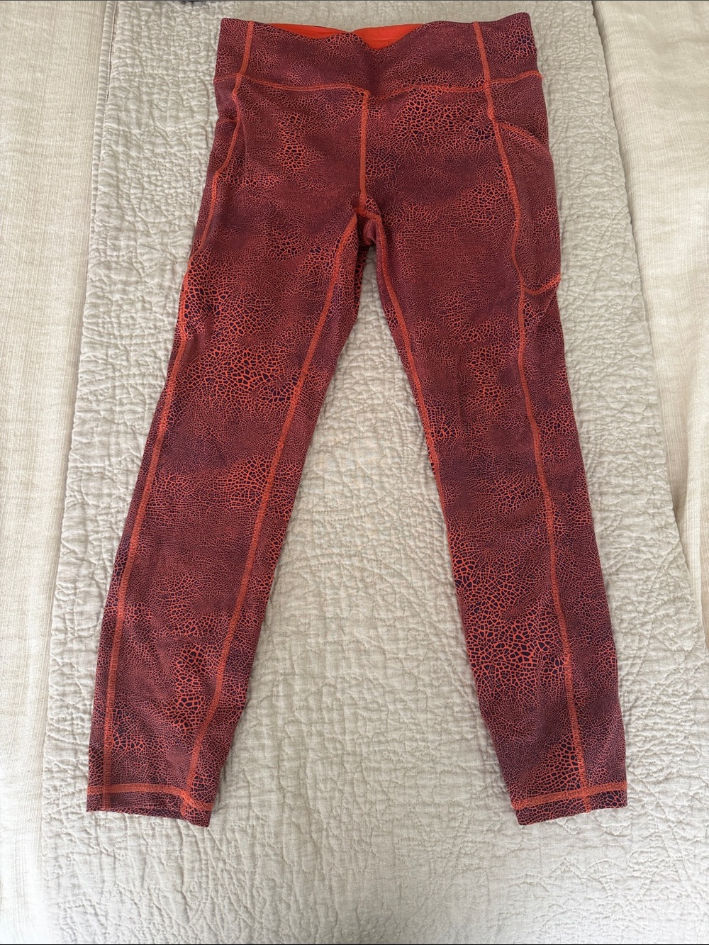 lululemon athletica Orange Red Patterned Leggings